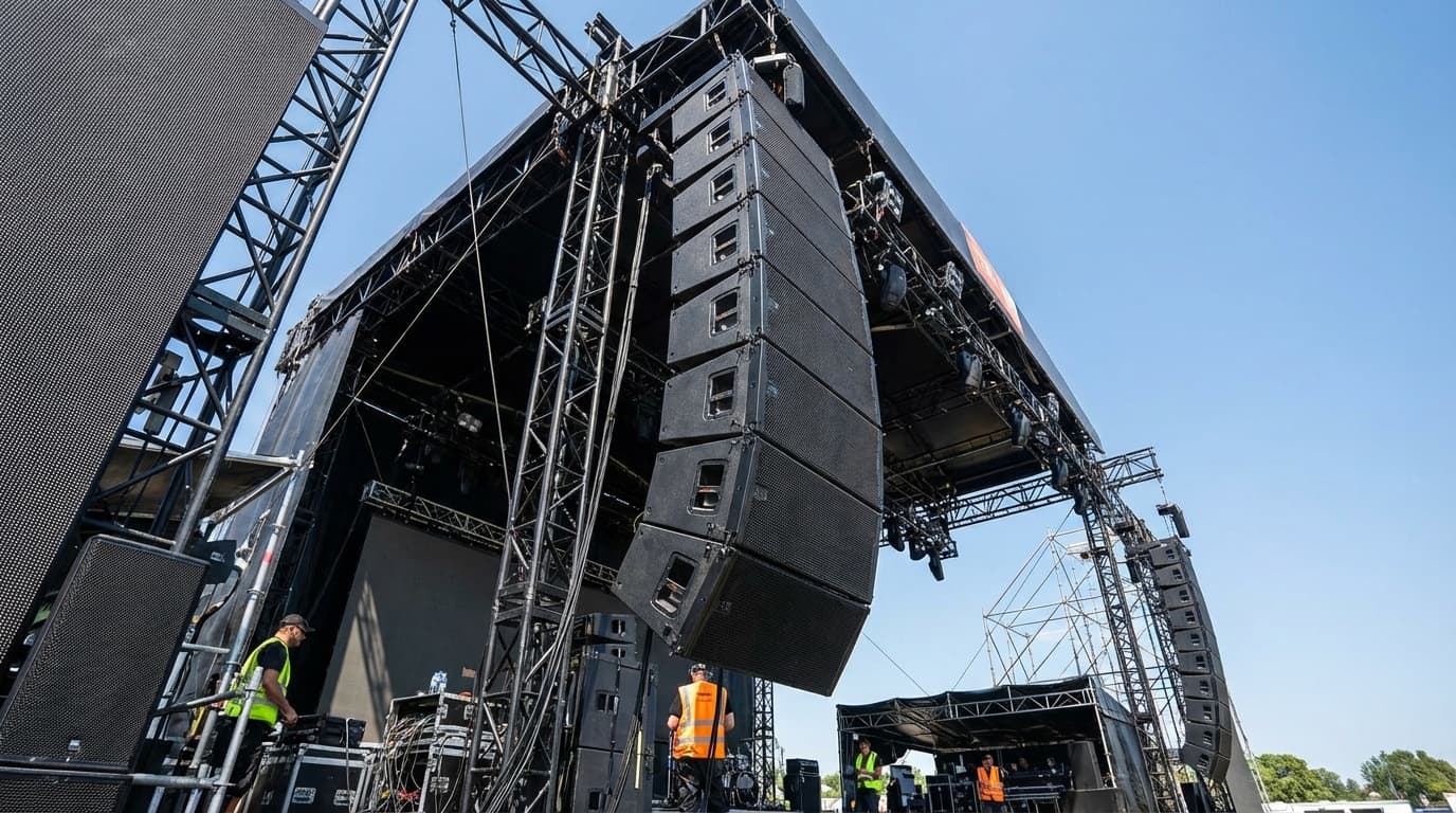 PA line array för utomhuskonsert