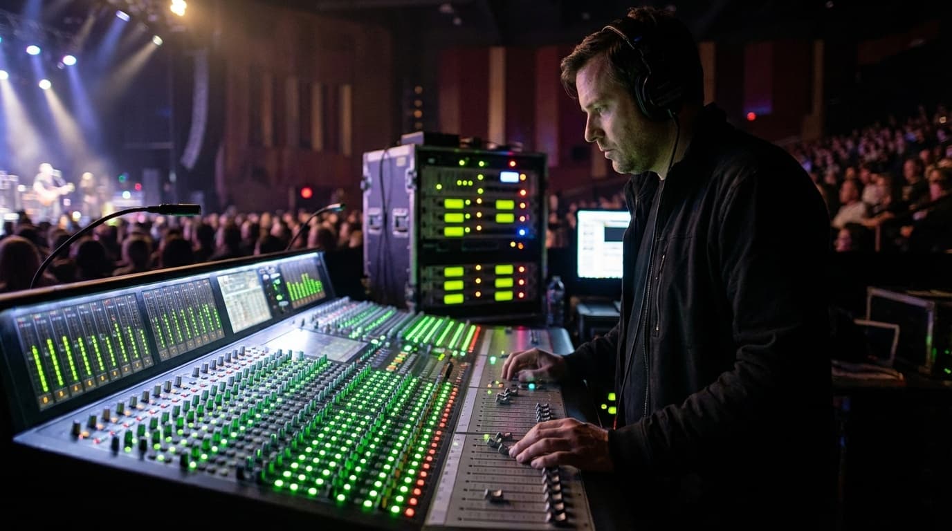 Mixerbord och ljudtekniker
